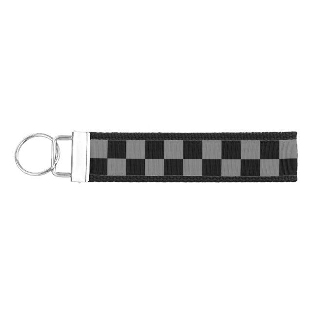 Custom Luxury Gray/Black Checkered Wrist Keychain (Keys on Left)