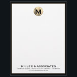 Custom Luxury Monogram Business Letterhead<br><div class="desc">Make your business communications stand out with our custom luxury monogram business letterhead stationery. Featuring a brushed gold initial logo and your company name,  this design is sure to impress. With high-quality paper and a professional layout,  you can create a memorable impression with every letter.</div>