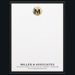 Custom Luxury Monogram Business Letterhead<br><div class="desc">Make your business communications stand out with our custom luxury monogram business letterhead stationery. Featuring a brushed gold initial logo and your company name,  this design is sure to impress. With high-quality paper and a professional layout,  you can create a memorable impression with every letter.</div>