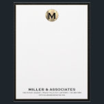 Custom Luxury Monogram Business Letterhead<br><div class="desc">Make your business communications stand out with our custom luxury monogram business letterhead stationery. Featuring a brushed gold initial logo and your company name,  this design is sure to impress. With high-quality paper and a professional layout,  you can create a memorable impression with every letter.</div>