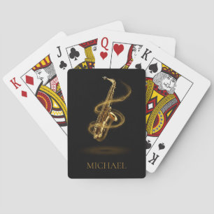 Custom Luxury Musician Business Gold Saxophone Poker Cards