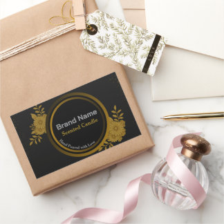 Custom Luxury Navy & Gold Floral Product Label