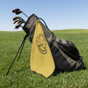 Custom M Gold Golf Towel Featuring Club Emblem