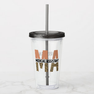 Custom MA Medical Assistant Leopard Print Acrylic Tumbler