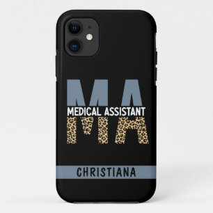 Custom MA Medical Assistant Leopard Print iPhone 11 Case