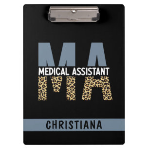 Custom MA Medical Assistant Leopard Print Clipboard