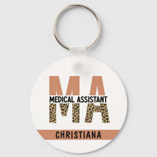 Custom MA Medical Assistant Leopard Print Keychain