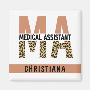 Custom MA Medical Assistant Leopard Print Magnet