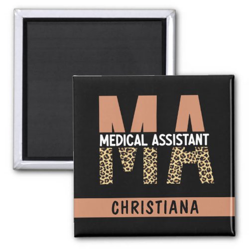Custom MA Medical Assistant Leopard Print Magnet