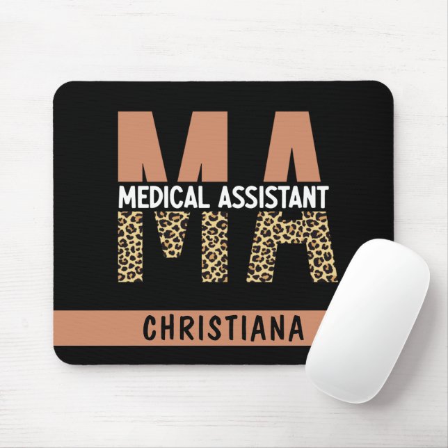 Custom MA Medical Assistant Leopard Print Mouse Pad (With Mouse)