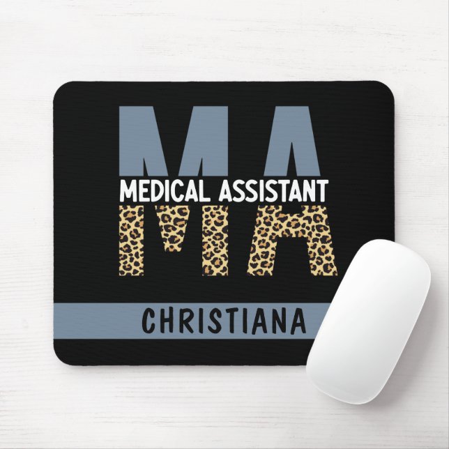 Custom MA Medical Assistant Leopard Print Mouse Pad (With Mouse)