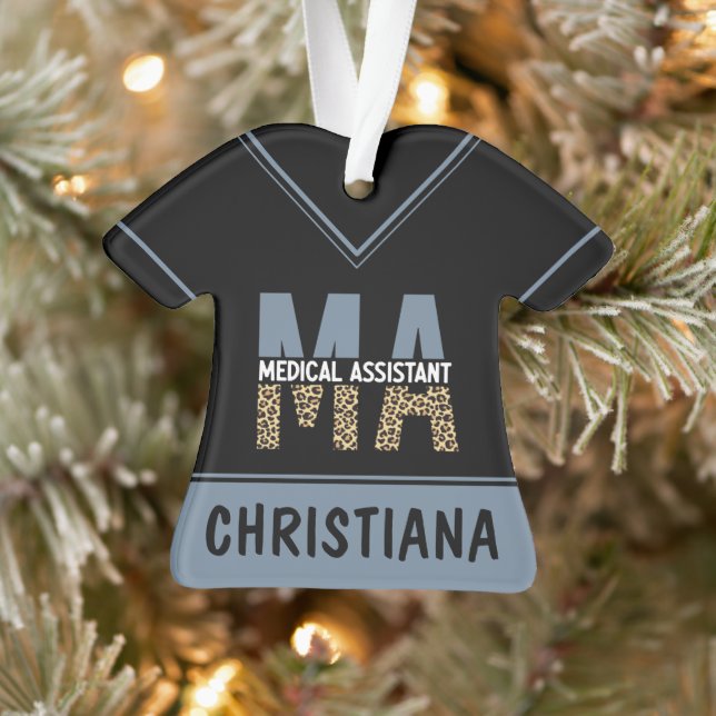 Custom MA Medical Assistant Leopard Print Ornament (Tree)
