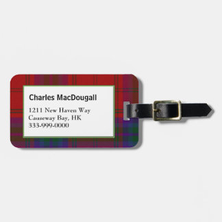 Custom MacDougall Family Tartan Plaid Luggage Tag