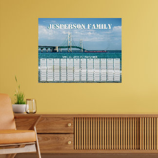 Custom Mackinac Bridge Birthday Calendar Poster