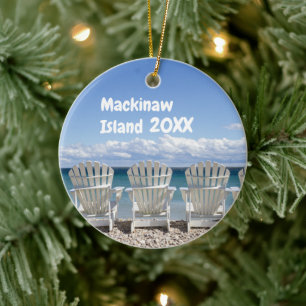 Custom Mackinaw Island Christmas Ceramic Ornament