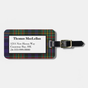 Custom MacLellan Tartan Plaid Luggage Tag