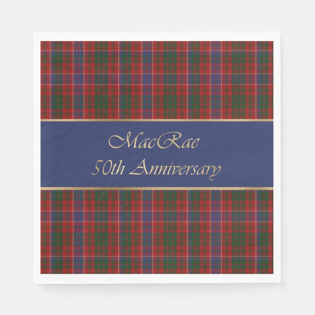 Custom MacRae Clan Tartan Plaid Paper Plate Napkins (Front)