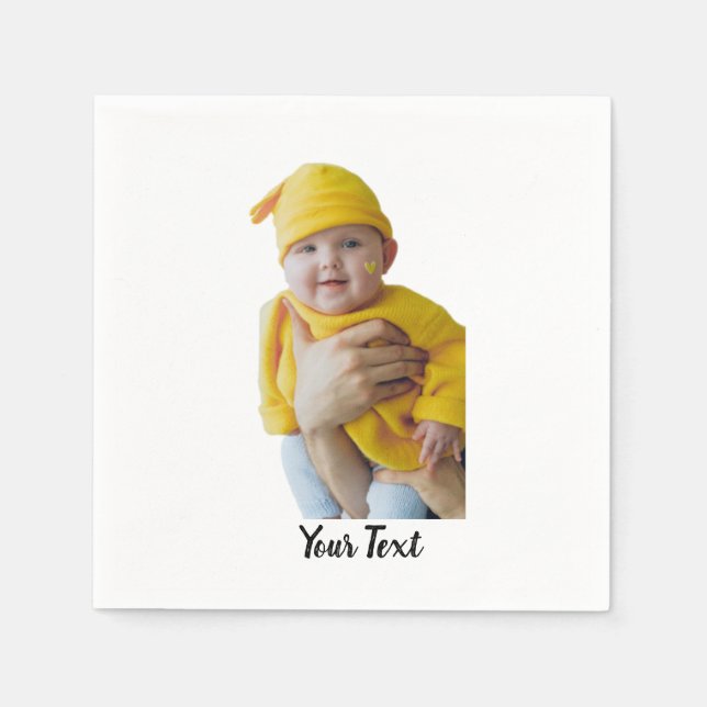 Custom Made - Add Photo and Text Napkins (Front)