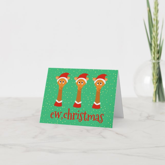 Custom Made Ew Christmas Funny Giraffes Anti Holiday Card (Front)