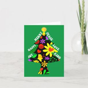 Custom Made Floral Retro Christmas Tree  Holiday Card