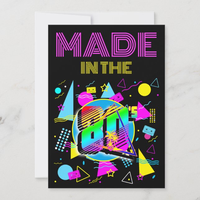 Custom Made In The 80's Retro Class Reunion Invitation (Front)
