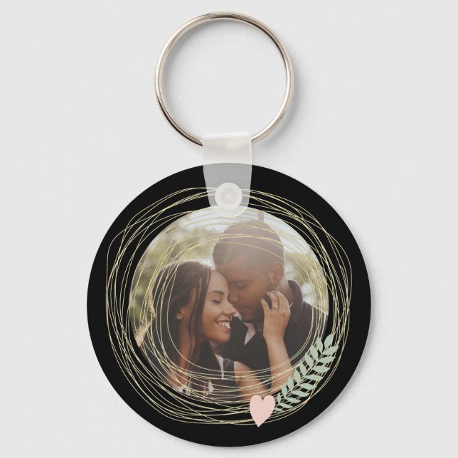 Custom Made Photo Personalized Heart Framed Keychain (Front)