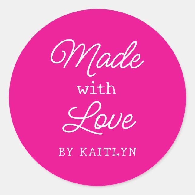 Custom Made with Love Classic Round Sticker (Front)
