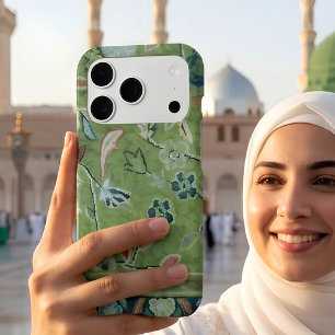 Custom Madinah Islamic Floral Green Carpet iPhone 17 Pro Case