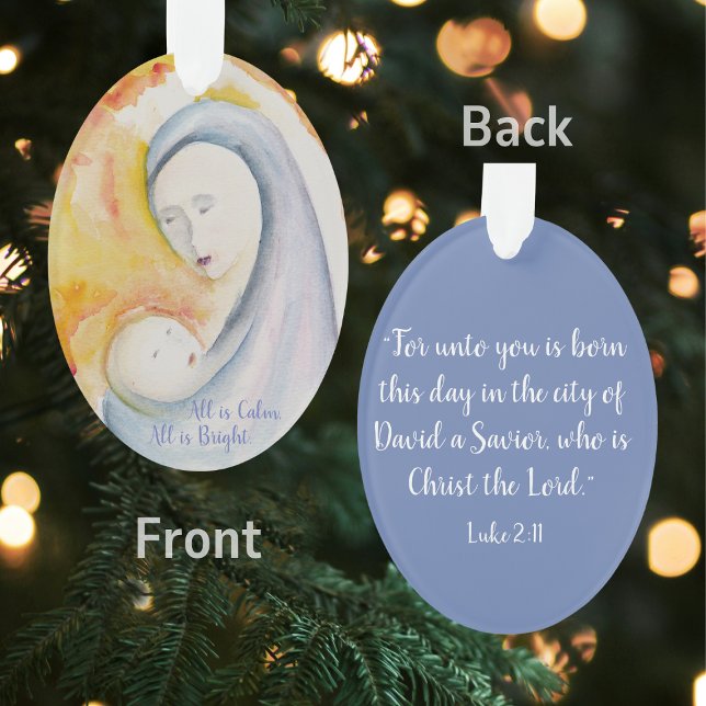 Custom Madonna and Child Bible Verse Christmas Ornament (Creator Uploaded)