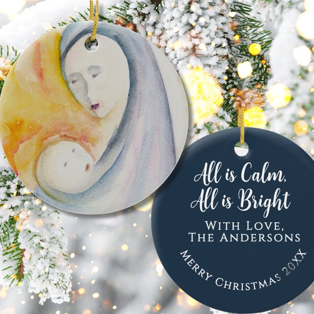 Custom Madonna and Child Midnight Blue Keepsake  Ceramic Ornament (Creator Uploaded)