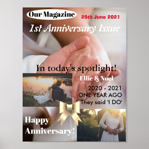 Custom Magazine Cover 1 Year Anniversary Poster