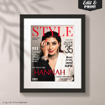 Custom Magazine Cover for Her Birthday Poster<br><div class="desc">The perfect gift for the woman in your life! This personalized birthday poster, designed as a customizable magazine cover, is an ideal gift for any age. Tailor it to your liking by editing the text, replacing the photo, and even using Zazzle photo filters. Make it uniquely hers by choosing options...</div>