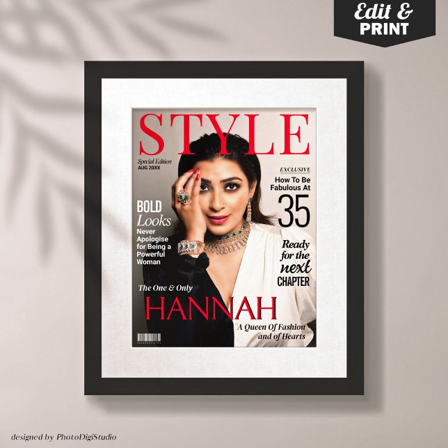 Custom Magazine Cover for Her Birthday Poster (Custom Magazine Cover for Her Birthday Poster)