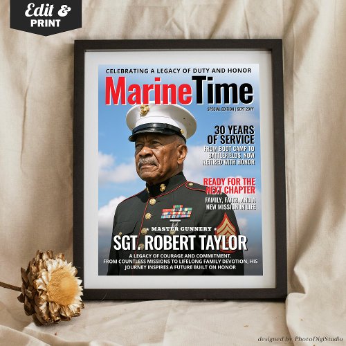 Custom Magazine Cover Gift Dad Marine Retirement Poster
