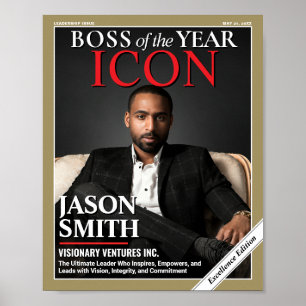 Custom Magazine Cover, Gift for Boss, Best Boss Poster