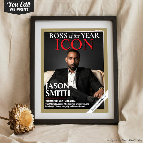 Custom Magazine Cover, Gift for Boss, Best Boss  Poster