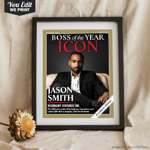 Custom Magazine Cover, Gift for Boss, Best Boss  Poster