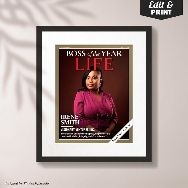 Custom Magazine Cover, Gift for Boss, Best Boss  Poster (Custom Magazine Cover, Gift for Boss, Best Boss Ever, Boss Appreciation Gift Poster)