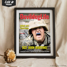Custom Magazine Cover, Personalized Marine Soldier