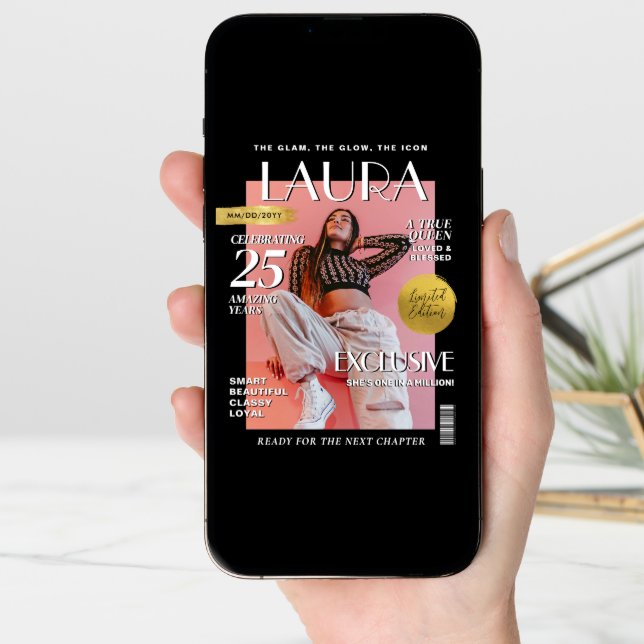 Custom Magazine Greeting Card, Fun Modern Birthday Card (Front Digital)