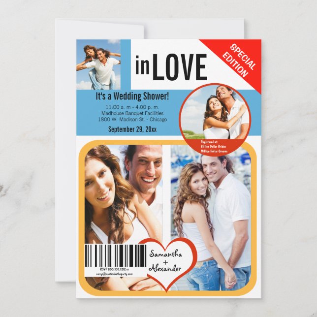 Custom Magazine Style Wedding Shower Invite (Front)