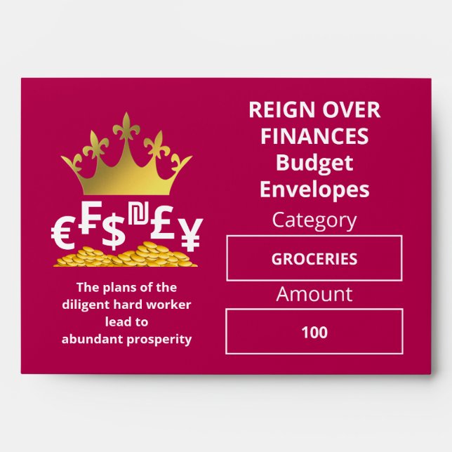 Custom MAGENTA Christian Budget Cash Envelope (Front)
