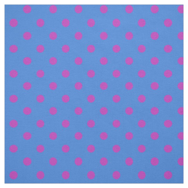 Custom Magenta Polka Dots on Blue Pattern Fabric (Swatch)