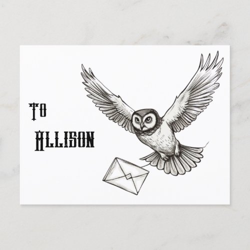 Custom Magic Owl Black and White Flight Post Postcard