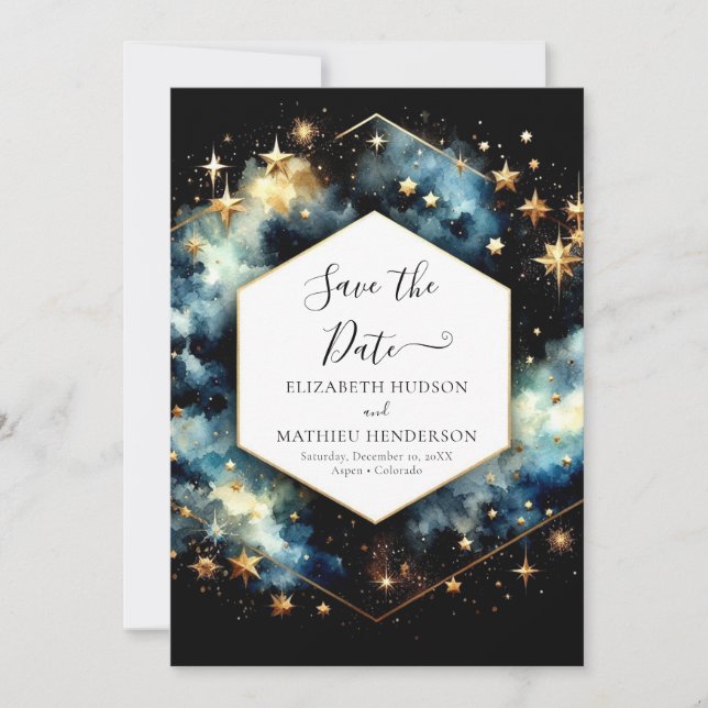 Custom Magical Celestial Wedding Save The Date (Front)