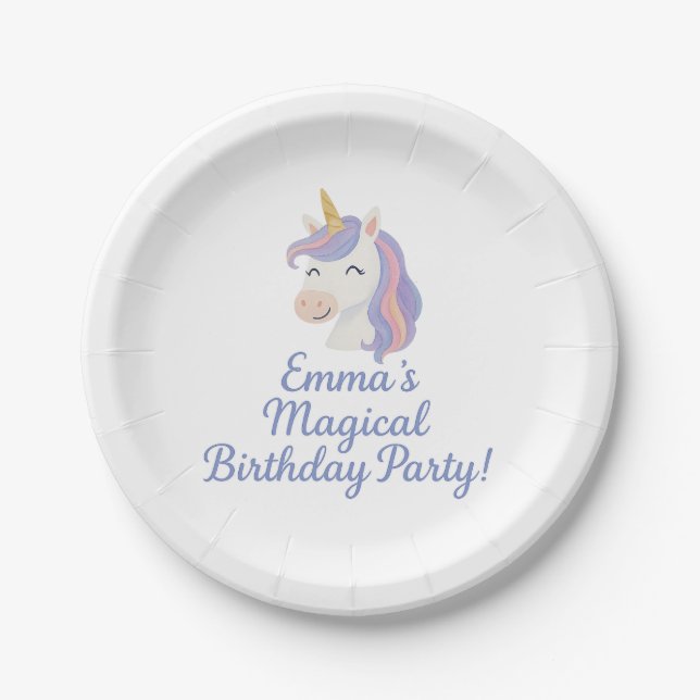 Custom Magical Fantasy Unicorn Birthday Plates (Front)