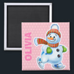 Custom Magnet Christmas Snowman characters.<br><div class="desc">Custom Magnet Christmas Snowman characters.
Custom Magnet Christmas Snowman characters.
It’s so easy to change the name! A variety of snowman characters sledging,  skiing and skating. Look out for the matching set with musician snow characters drumming and fiddling too. Available on other gifts and products.</div>