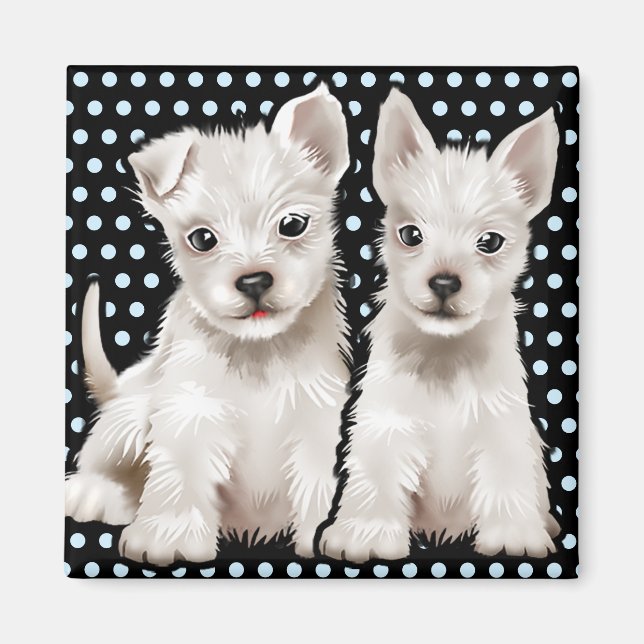 Custom Magnet cute puppy characters. (Front)