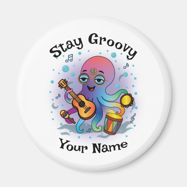 Custom Magnet | Retro Octopus | Name & Text (Front)
