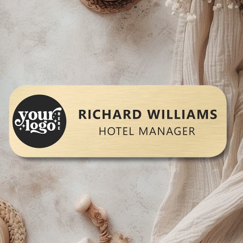 Custom Magnetic or Safety Pin Faux Gold Employee  Name Tag